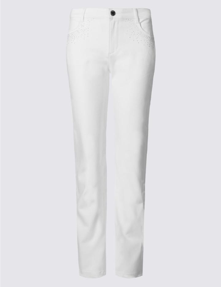 Marks & Spencer Bling Straight Leg Jeans White