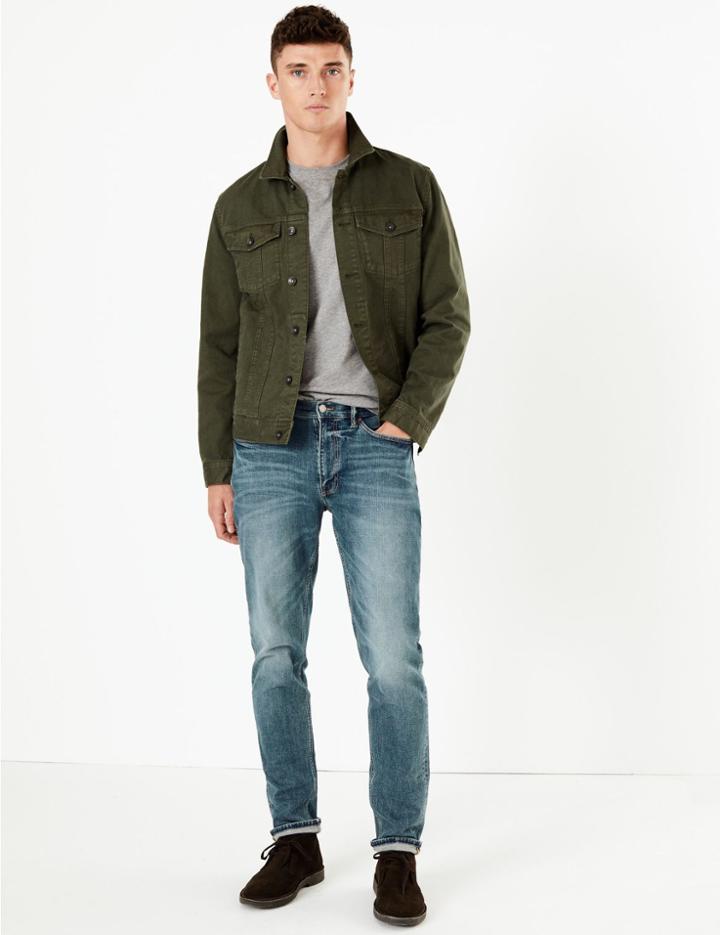 Marks & Spencer Slim Vintage Wash Jeans Medium Blue