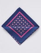 Marks & Spencer Pure Silk Printed Pocket Square Blue Mix