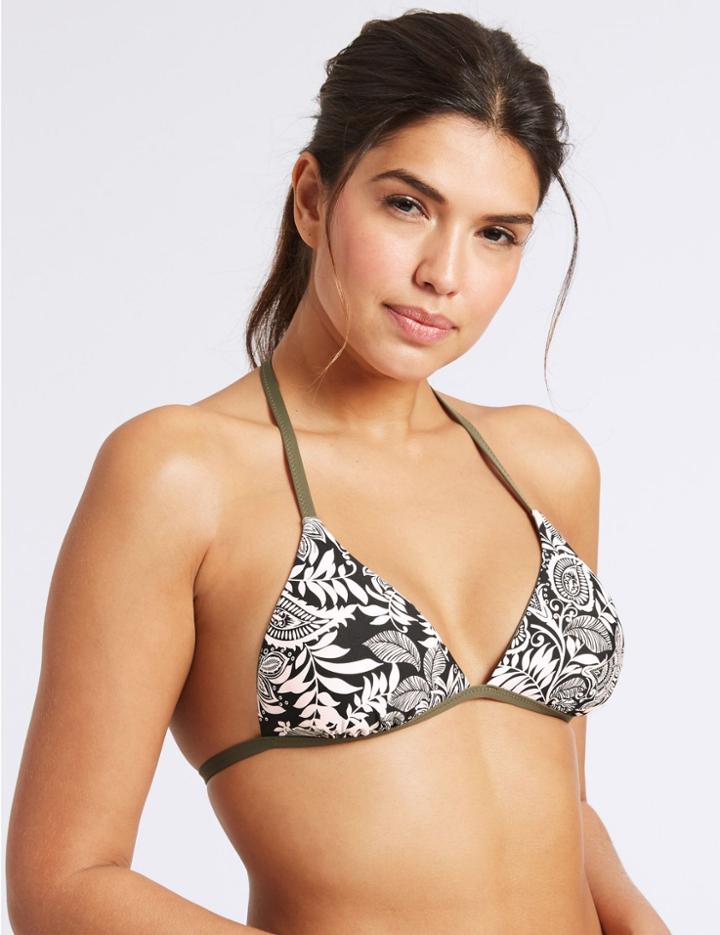 Marks & Spencer Paisley Print Reversible Triangle Bikini Top Black Mix