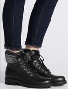 Marks & Spencer Block Heel Faux Fur Hiker Ankle Boots Black