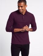 Marks & Spencer Slim Fit Pure Cotton Textured Polo Shirt Purple