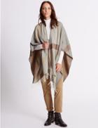Marks & Spencer Checked Tassel Wrap Natural Mix