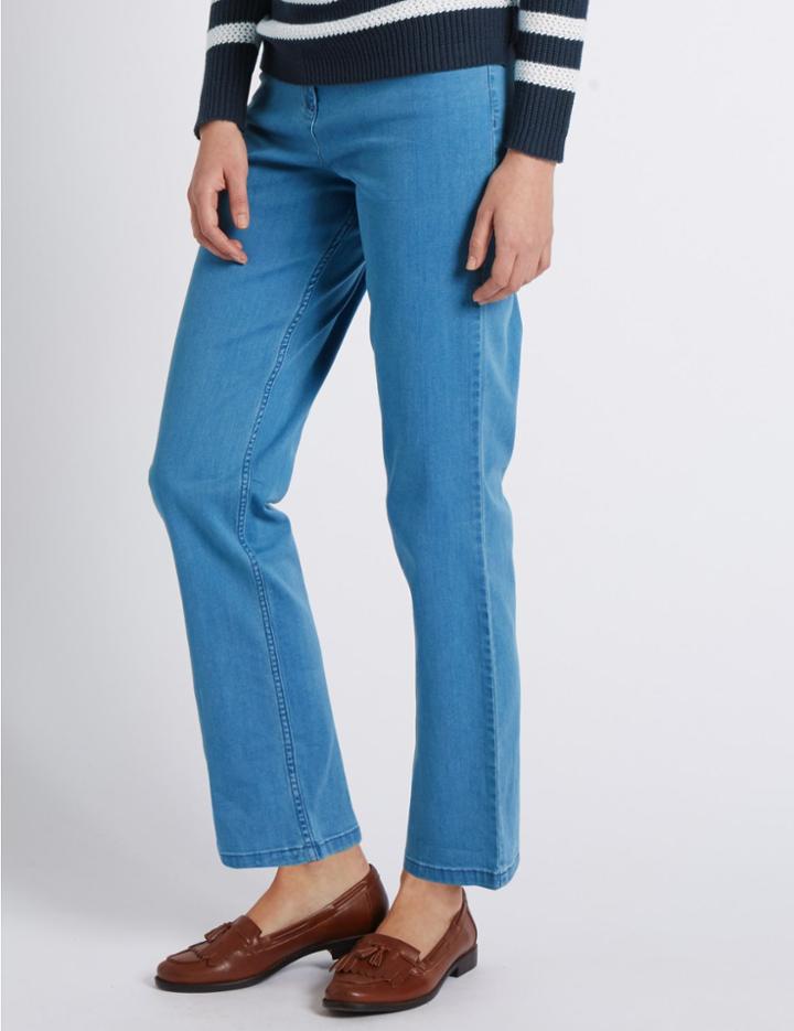 Marks & Spencer Mid Rise Straight Leg Jeans Chambray