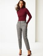 Marks & Spencer Cotton Blend Checked Trousers Brown Mix