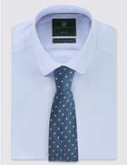 Marks & Spencer Classic Spotted Tie With Wool Navy Mix