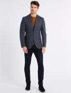 Marks & Spencer Pure Lambswool Textured Regular Fit Jacket Dark Airforce