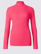 Marks & Spencer Ribbed Polo Neck Jumper Very Pink