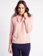 Marks & Spencer Cowl Neck Long Sleeve Jumper Blush Pink