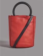 Marks & Spencer Leather Bucket Cross Body Bag Flame