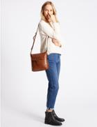 Marks & Spencer Leather Round Buckle Cross Body Bag Tan