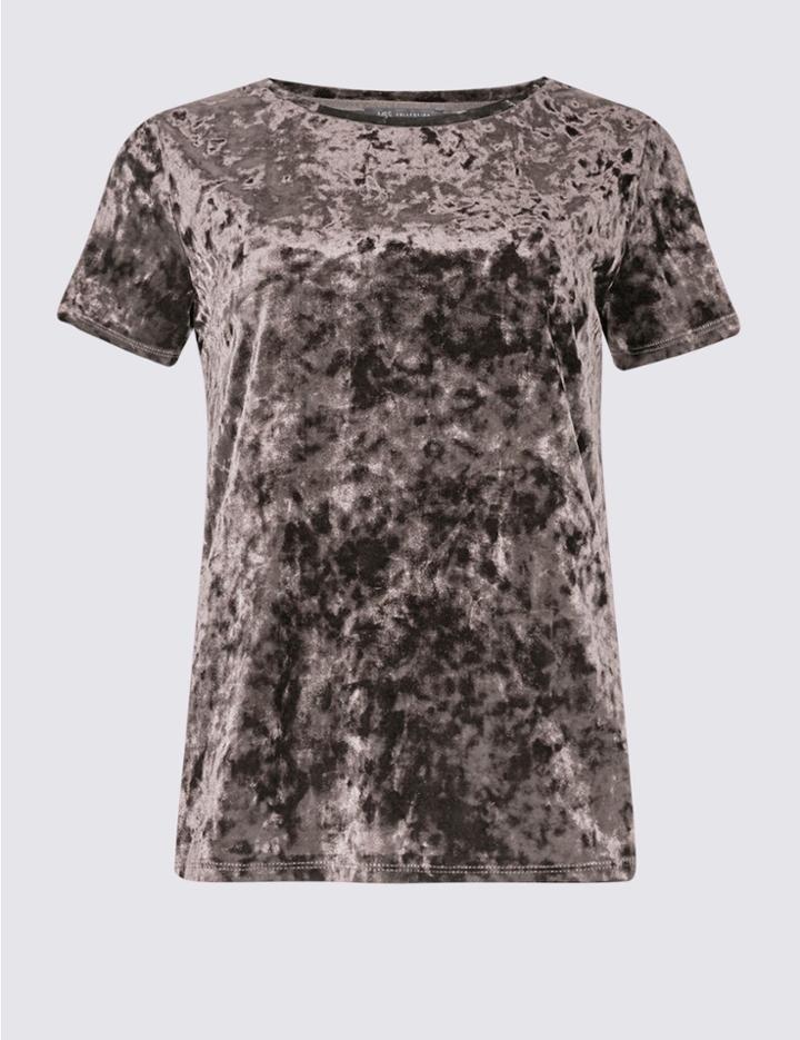 Marks & Spencer Round Neck Short Sleeve T-shirt Mink