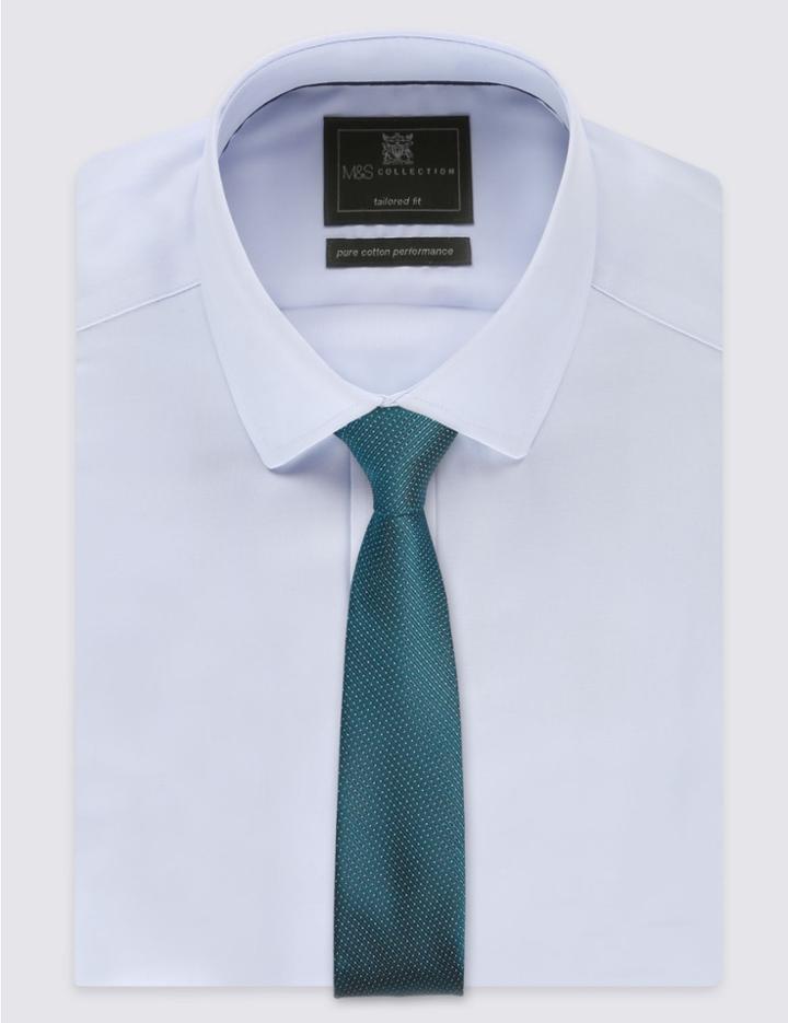 Marks & Spencer Skinny Fit Pindot Tie Teal