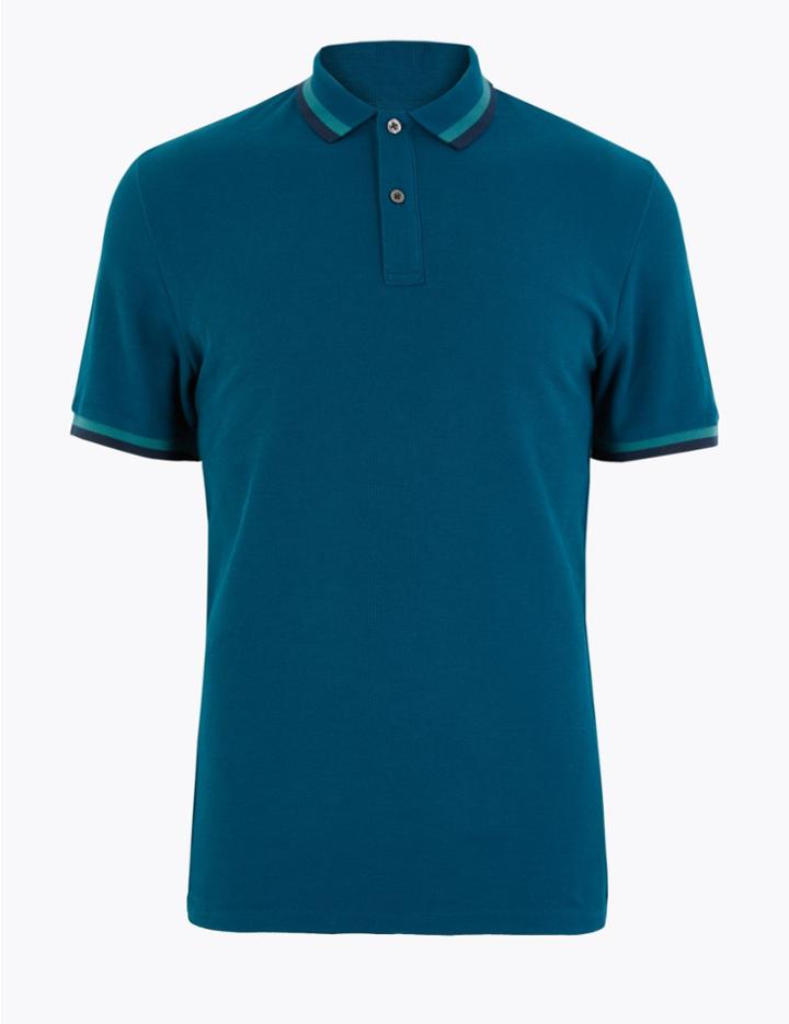 Marks & Spencer Pure Cotton Polo Shirt Dark Turquoise
