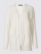 Marks & Spencer Cotton Rich Textured Longline Cardigan Cream