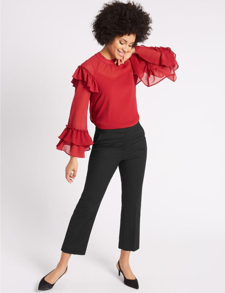 Marks & Spencer Elastic Back Cropped Trousers Black