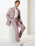 Marks & Spencer Tailored Fit Linen Trousers Pink