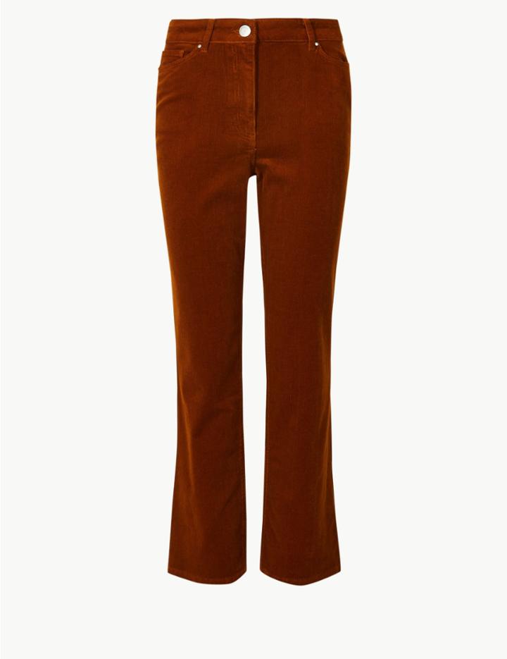 Marks & Spencer Bootcut Leg Cropped Trousers Ginger