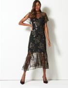 Marks & Spencer Short Sleeve Fishtail Tea Midi Dress Black