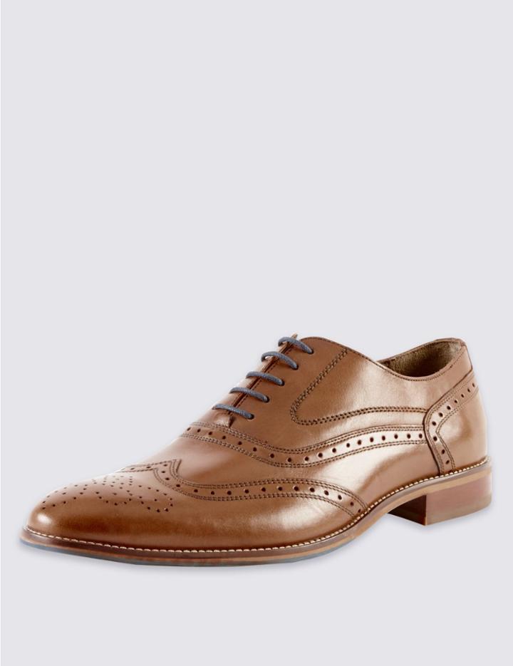 Marks & Spencer Leather Layered Sole Brogue Shoes Tan