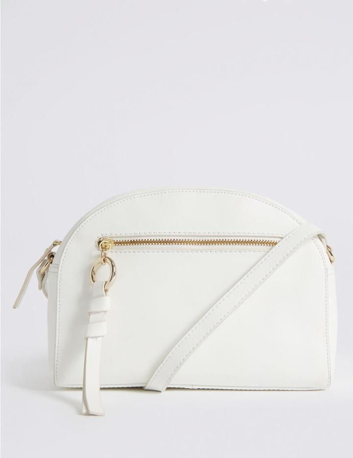 Marks & Spencer Leather Crescent Cross Body Bag White