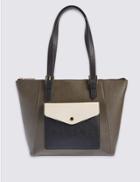 Marks & Spencer Faux Leather Buckle Shopper Bag Khaki Mix
