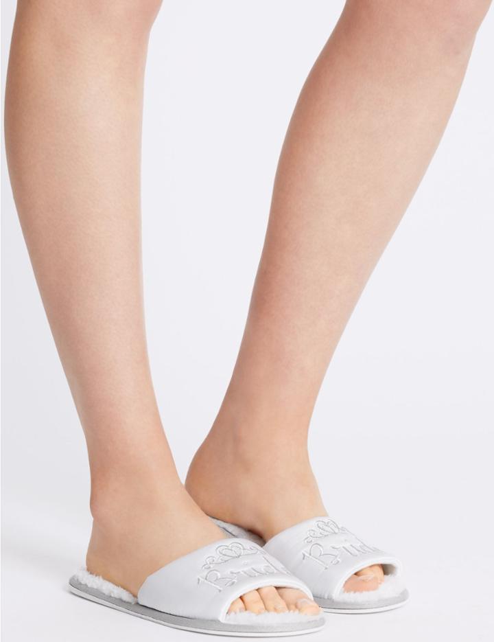 Marks & Spencer Bridal Flat Mule Slippers White