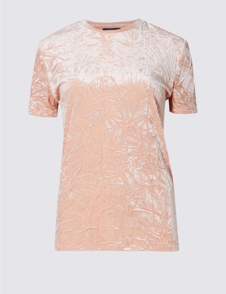 Marks & Spencer Velvet Short Sleeve T-shirt Nude