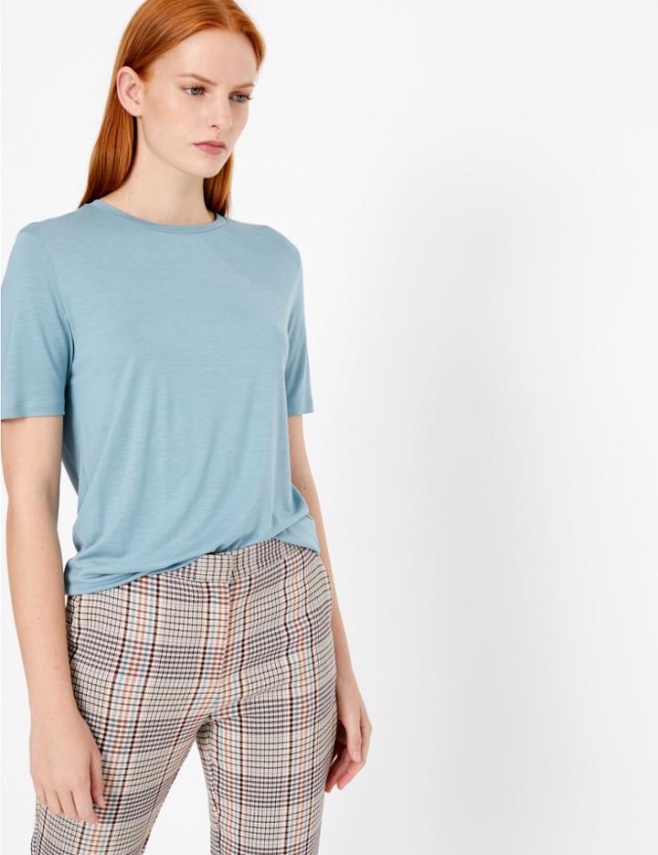 Marks & Spencer Drape Short Sleeve T-shirt Duck Egg
