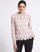 Marks & Spencer Daisy Lace Long Sleeve Shirt Pale Pink