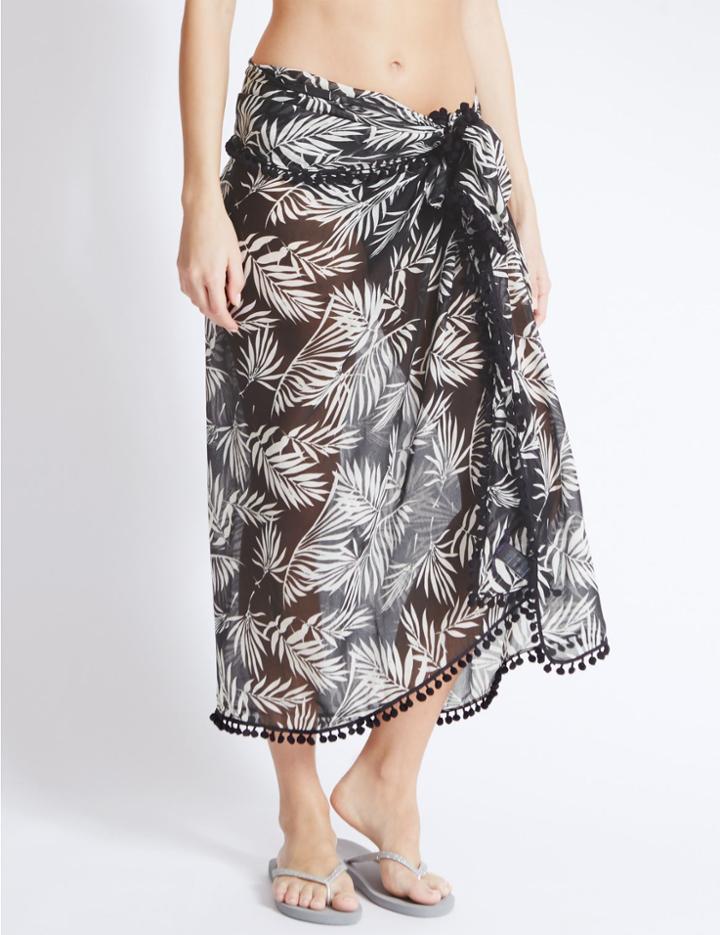 Marks & Spencer Palm Tree Print Sarong Black Mix