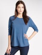 Marks & Spencer Pure Cotton 3/4 Sleeve T-shirt Denim