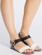 Marks & Spencer Block Heel Ring Detail Sandals Black/white
