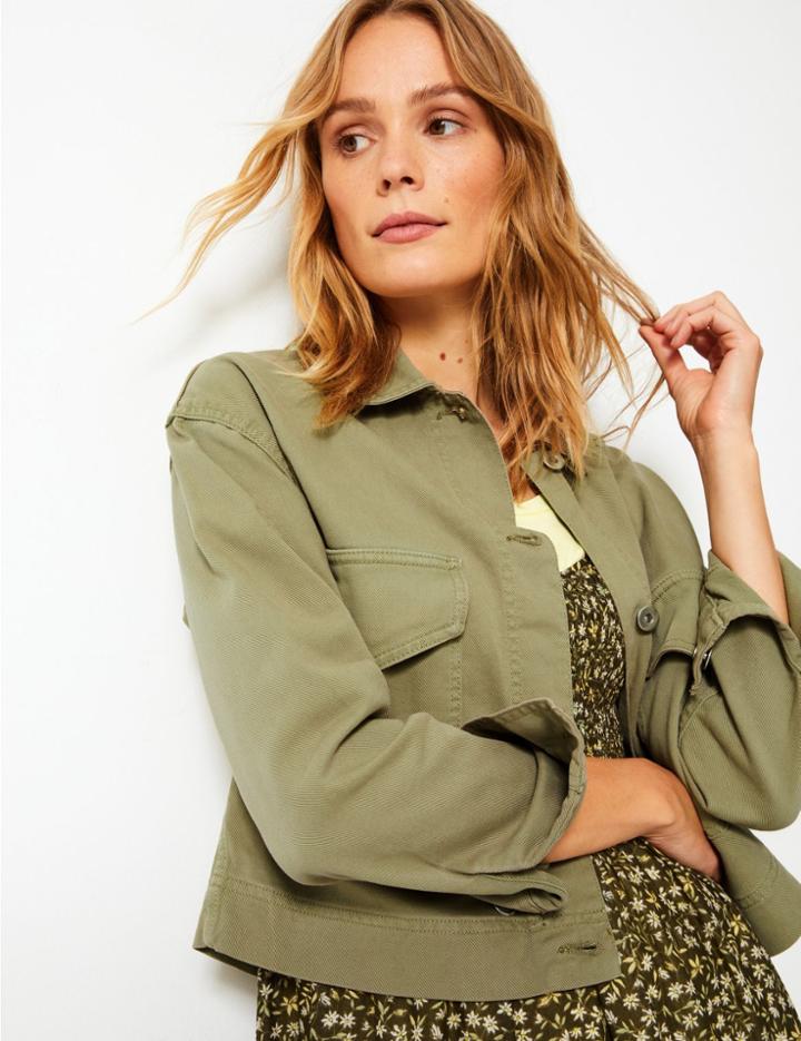 Marks & Spencer Pure Cotton Cropped Utility Jacket Khaki