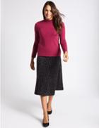 Marks & Spencer Spotted Flock A-line Midi Skirt Black Mix