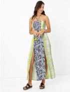 Marks & Spencer Snake & Leaf Print Shirred Maxi Dress White Mix