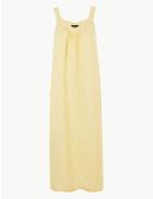 Marks & Spencer Linen Blend Slip Midi Dress Soft Yellow