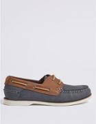 Marks & Spencer Suede Lace-up Boat Shoes With Freshfeet&trade; Blue Mix