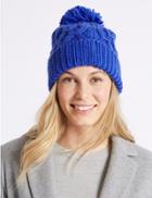 Marks & Spencer Lattice Knit Bobble Hat Royal Blue
