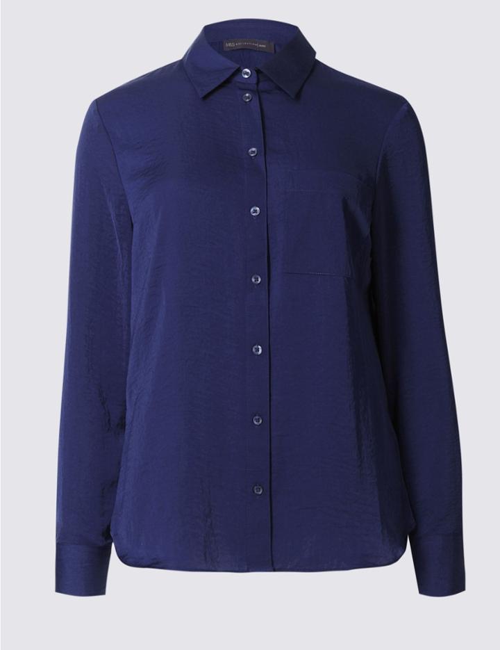 Marks & Spencer Petite Long Sleeve Shirt Rich Blue