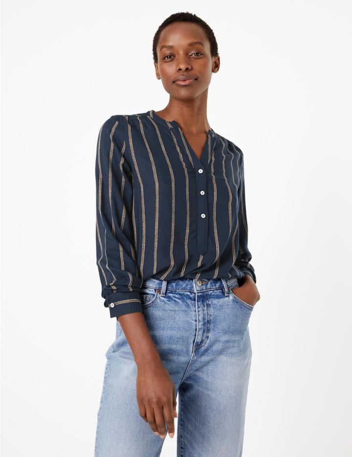 Marks & Spencer Striped Blouse Navy Mix
