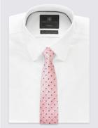 Marks & Spencer Pure Silk Spotted Tie Coral