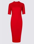 Marks & Spencer Short Sleeve Bodycon Midi Dress Red