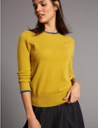 Marks & Spencer Pure Cashmere Contrasting Edge Jumper Winter Lime