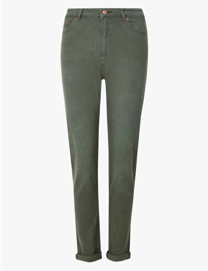 Marks & Spencer Mid Rise Relaxed Slim Jeans Khaki