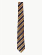 Marks & Spencer Luxury Silk Classic Club Stripe Tie Gold Mix