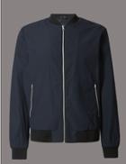 Marks & Spencer Seersucker Bomber Jacket With Stormwear&trade; Navy
