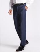 Marks & Spencer Blue Tailored Fit Wool Trousers Blue