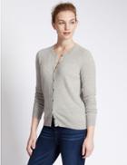 Marks & Spencer Pure Cashmere Button Through Cardigan Silver Grey
