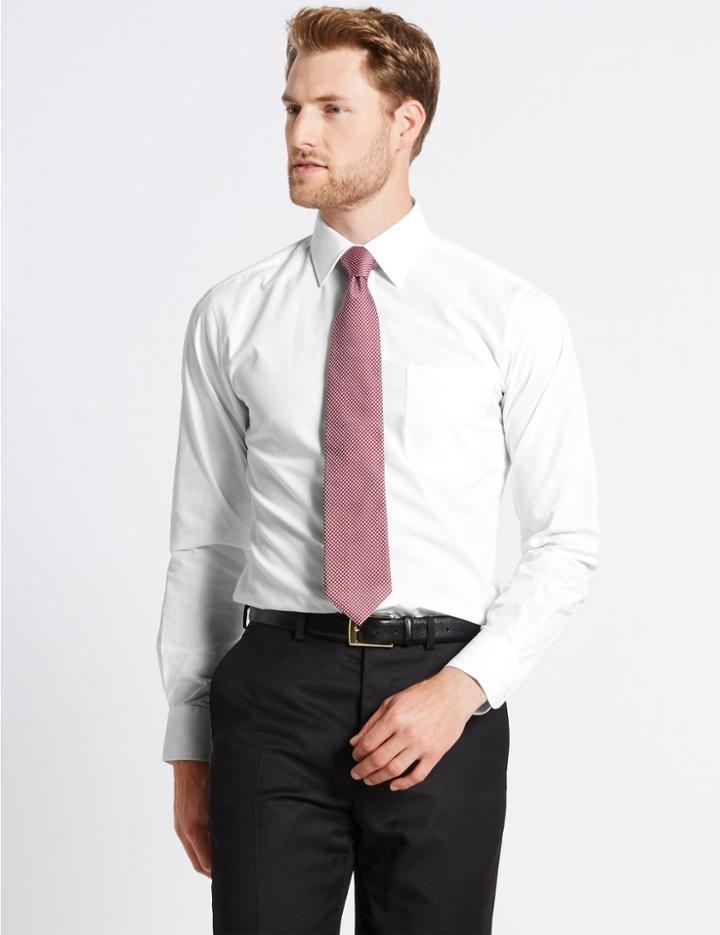 Marks & Spencer 3 Pack Cotton Blend Slim Fit Shirts White